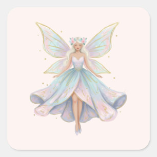 Magical Angel Fairy Pastel Colors Square Sticker