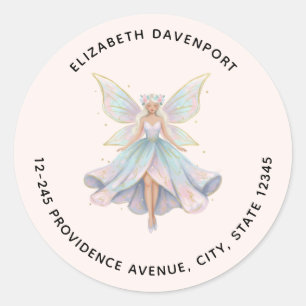 Magical Angel Fairy Pastel Colours Address Classic Round Sticker