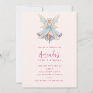 Magical Angel Fairy Pastel Colours Birthday Invitation