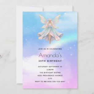 Magical Angel Fairy Pastel Colours Birthday Invitation