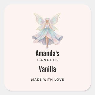 Magical Angel Fairy Pastel Colours Candle Business Square Sticker