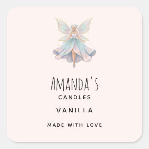 Magical Angel Fairy Pastel Colours Candle Business Square Sticker
