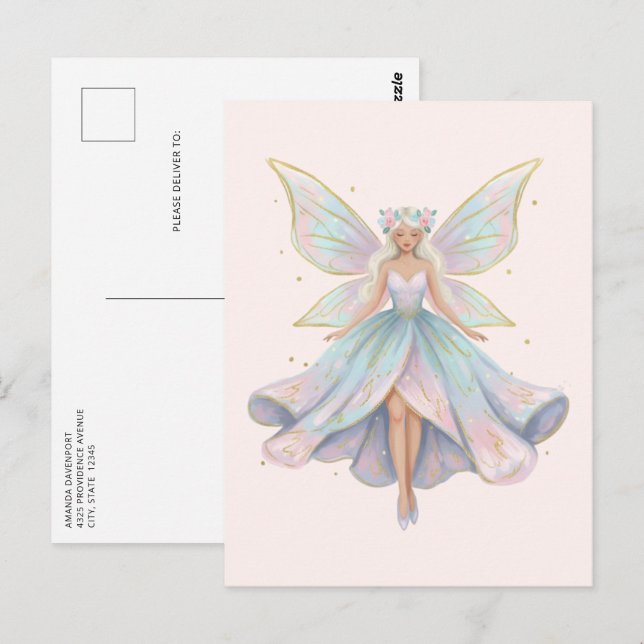 Magical Angel Fairy Pastel Colours Postcard (Front/Back)