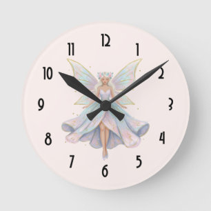 Magical Angel Fairy Pastel Colours Round Clock