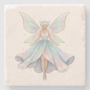 Magical Angel Fairy Pastel Colours Stone Coaster