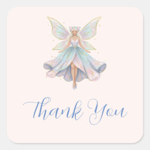 Magical Angel Fairy Pastel Colours Thank You Square Sticker
