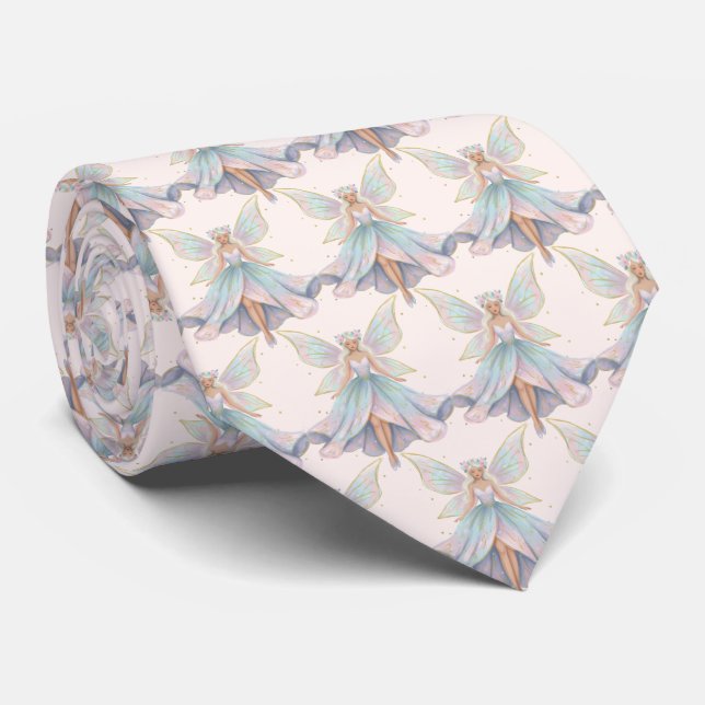 Magical Angel Fairy Pattern Pastel Colours  Tie (Rolled)