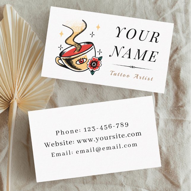 Magical Artistic Coffee Mug Tattoo Artist Creative Business Card (Creator Uploaded)