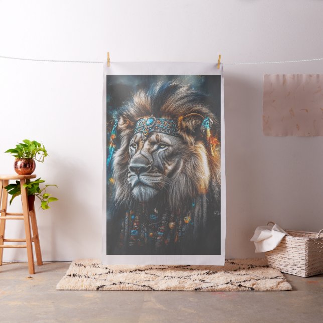 Magical Artistically Dressed Lion  Fabric (In Situ)