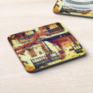 Magical Autumn House Beverage Coaster