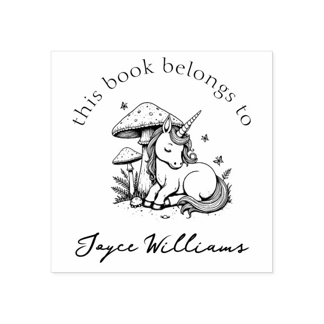 Magical Baby Unicorn Toadstool & Butterflies Book Rubber Stamp (Imprint)