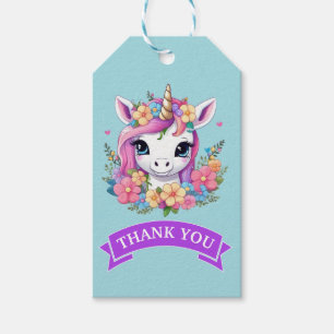 Magical Baby Unicorn with Flowers Gift Tags