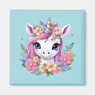 Magical Baby Unicorn with Flowers Magnet