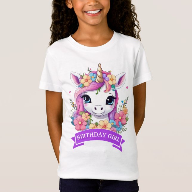 Magical Baby Unicorn with Flowers T-Shirt (Front)
