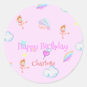 Magical Ballet rainbow gradient birthday party kid Classic Round Sticker