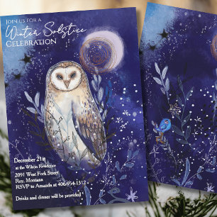 Magical Barn Owl Winter Solstice Celebration Invitation