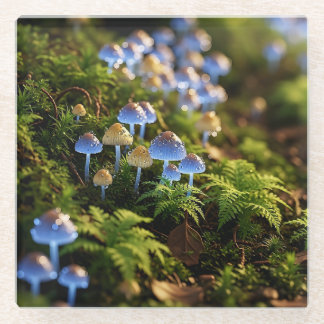 Magical Bioluminescent Fungi - Deep Forest Glass Coaster