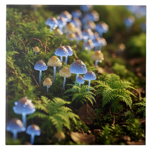 Magical Bioluminescent Fungi - Deep Forest Tile