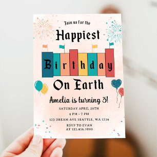 Magical Birthday Modern Girl Happiest Birthday Invitation