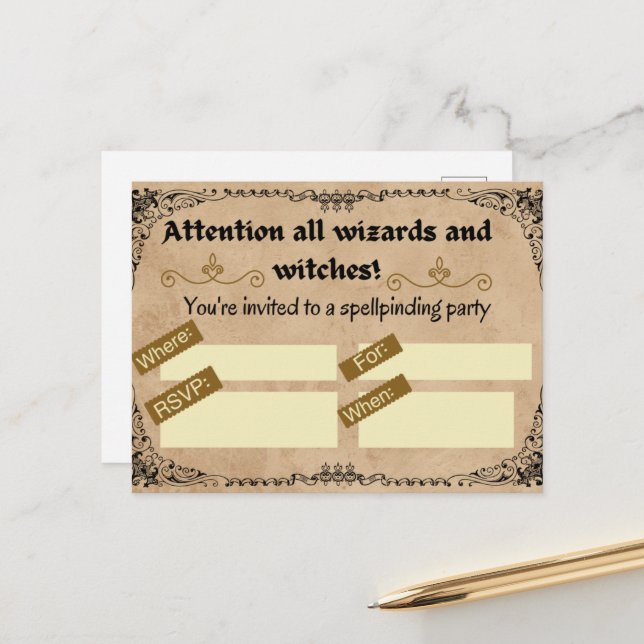 Magical Birthday Party For Wizard Or Witch  Postcard (Front/Back In Situ)