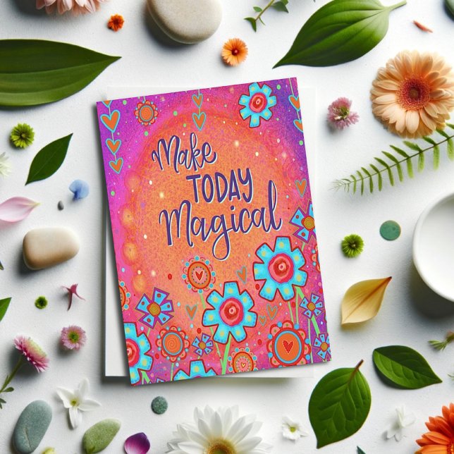 Magical Birthday Trendy Floral Modern Feminine Card (Creator Uploaded)