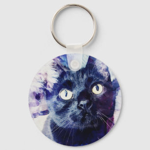 Magical black cat keychain