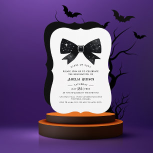 Magical Black Coquette Bow Graduation Party Invitation