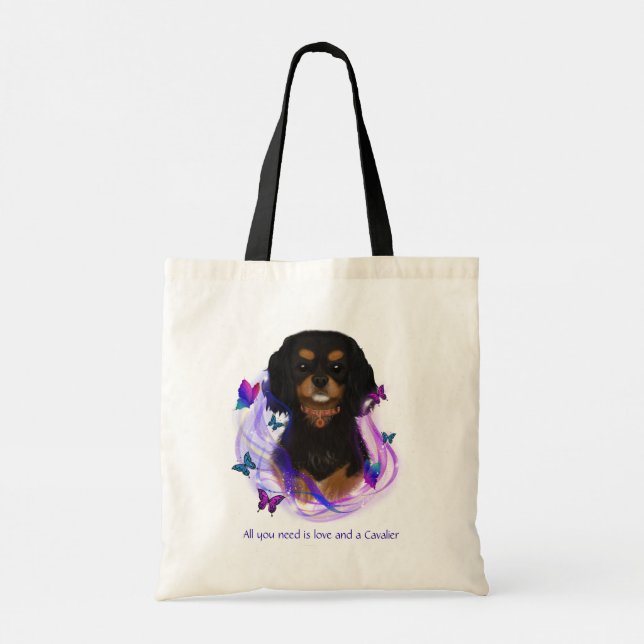 Magical Black & Tan Cavalier King Charles Spaniel  Tote Bag (Back)