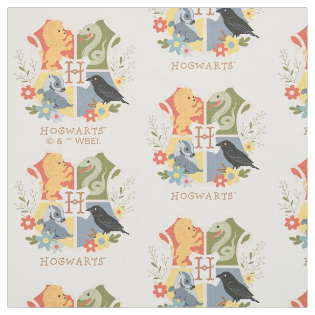 Magical Blooms HOGWARTS™ Crest Fabric (Swatch)