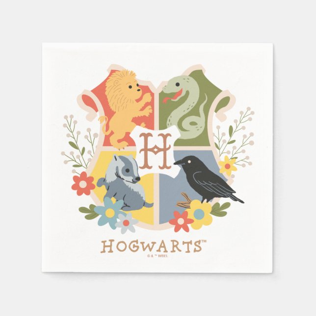 Magical Blooms HOGWARTS™ Crest Napkin (Front)