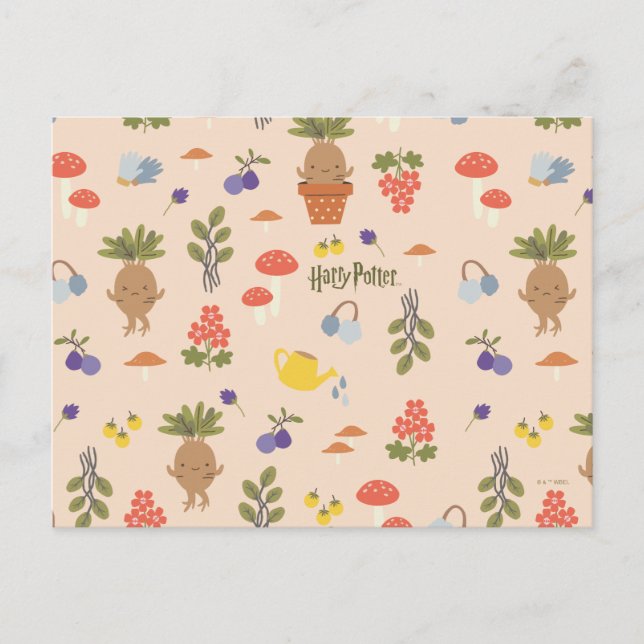 Magical Blooms Mandrake Pattern Postcard (Front)