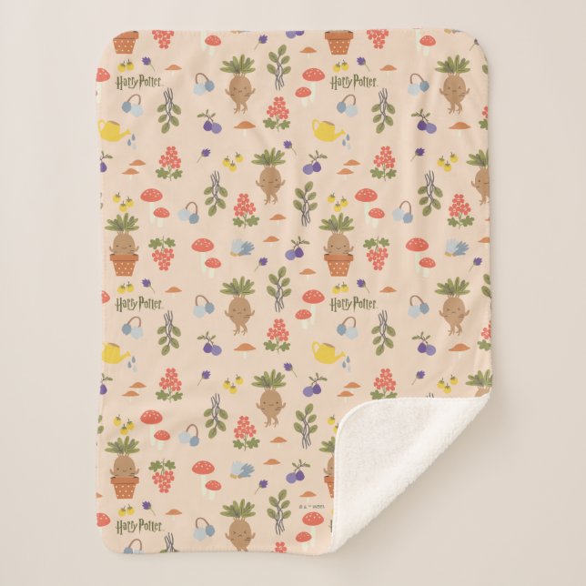 Magical Blooms Mandrake Pattern Sherpa Blanket (Front)