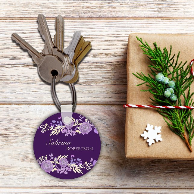 Magical Blooms Personalise Name Key Ring (Creator Uploaded)