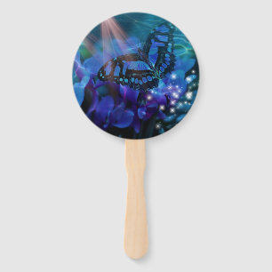 Magical Blue Butterfly Hand Fan