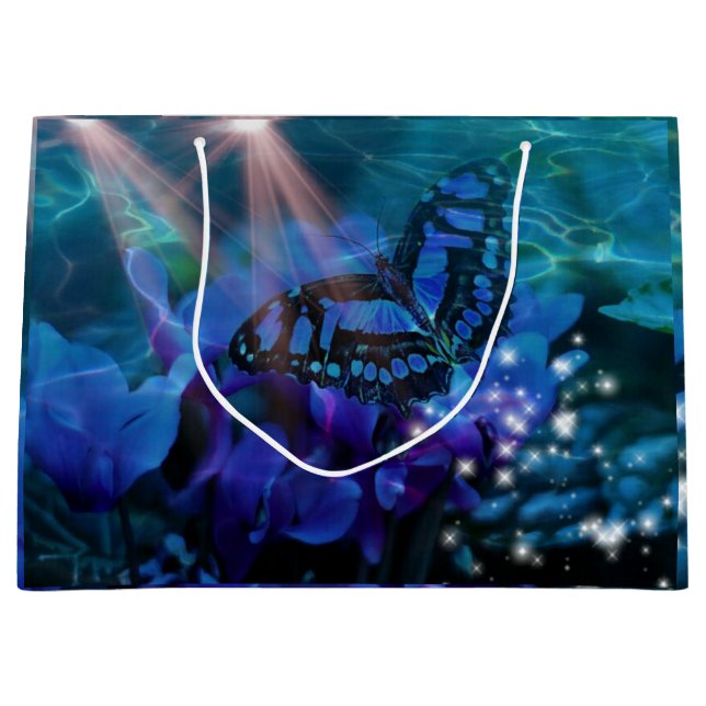 Magical Blue Butterfly Large Gift Bag (Front)