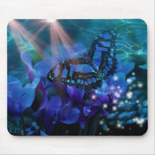 Magical Blue Butterfly Mouse Pad