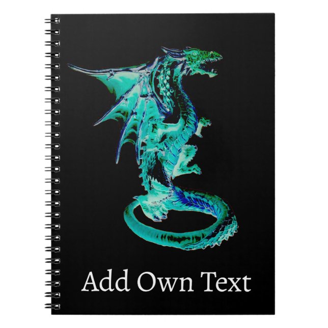 Magical Blue Dragon Ocean Fantasy Creature Design  Notebook (Front)