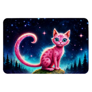 Magical blue-eyed feline under bright stars  magnet