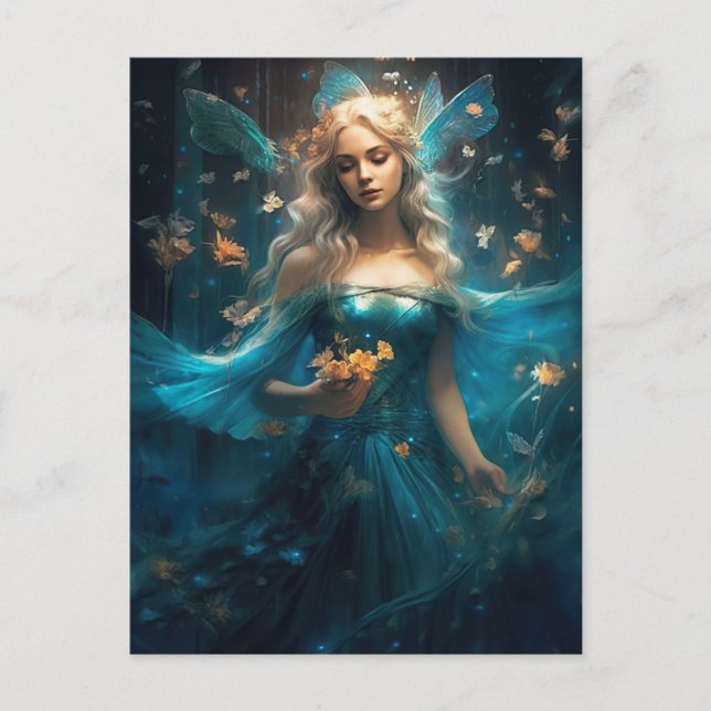 Magical Blue Fairy Fantasy Art Postcard (Front)