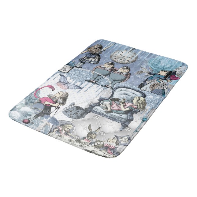 Magical Blue Ice Alice in Wonderland Bath Mat (Angled)