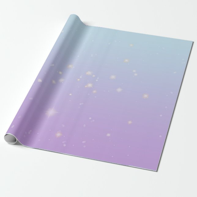 Magical Blue Lilac Bokeh Aesthetic Gradient Ombre  Wrapping Paper (Unrolled)