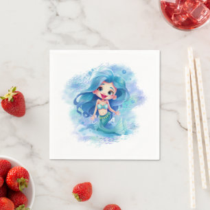Magical Blue Mermaid Under the Sea Party Napkin