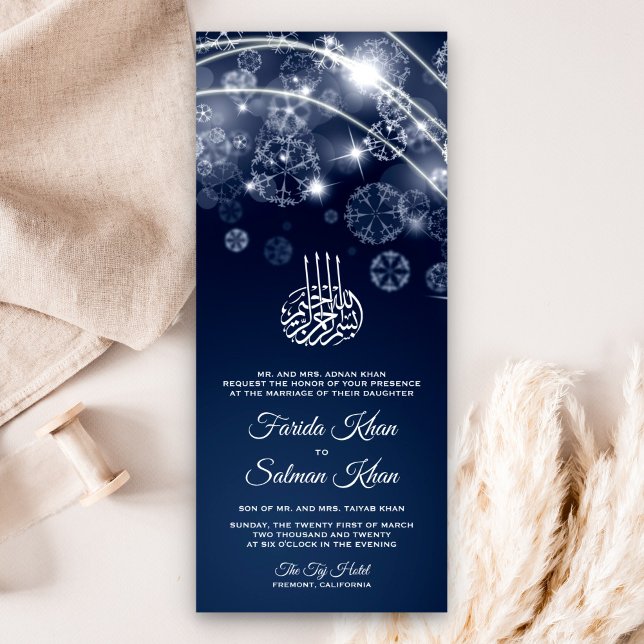 Magical Blue Night Stars Islamic Muslim Wedding Invitation (Creator Uploaded)