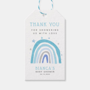 Magical Blue Rainbow Baby Shower Thank You Gift Tags