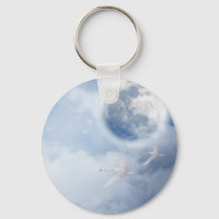 Magical Blue Sky with Flying Swans