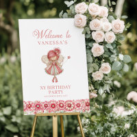 Magical Blush Fairy Flowers 6th Birthday Welcome  