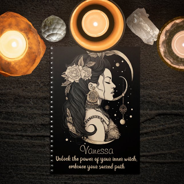 Magical Boho Woman,  Inner Gothic Witch, Black Planner ("Embrace the Witchy Vibes with this Boho-inspired Planner")