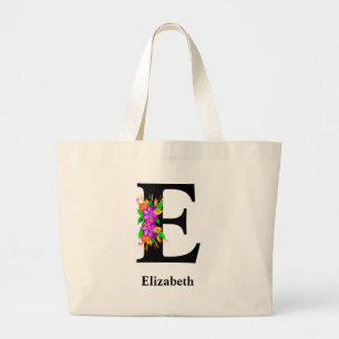 Magical Bold Floral Editable Monogrammed  Large Tote Bag