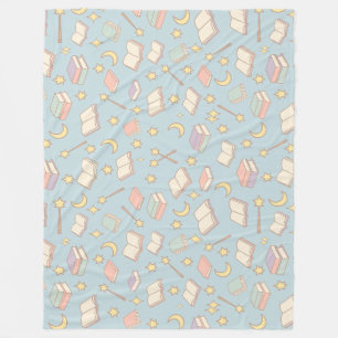 Magical Book Aesthetic Pattern Blue Fleece Blanket
