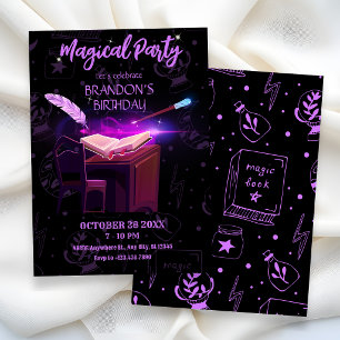 Magical book witch invitation